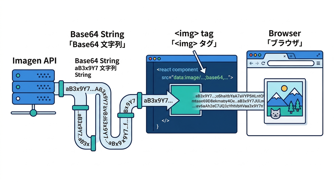 Data flow from Imagen to React via Base64