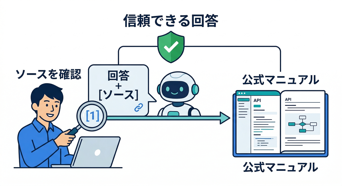 source citations（出典）で裏取りして運用する