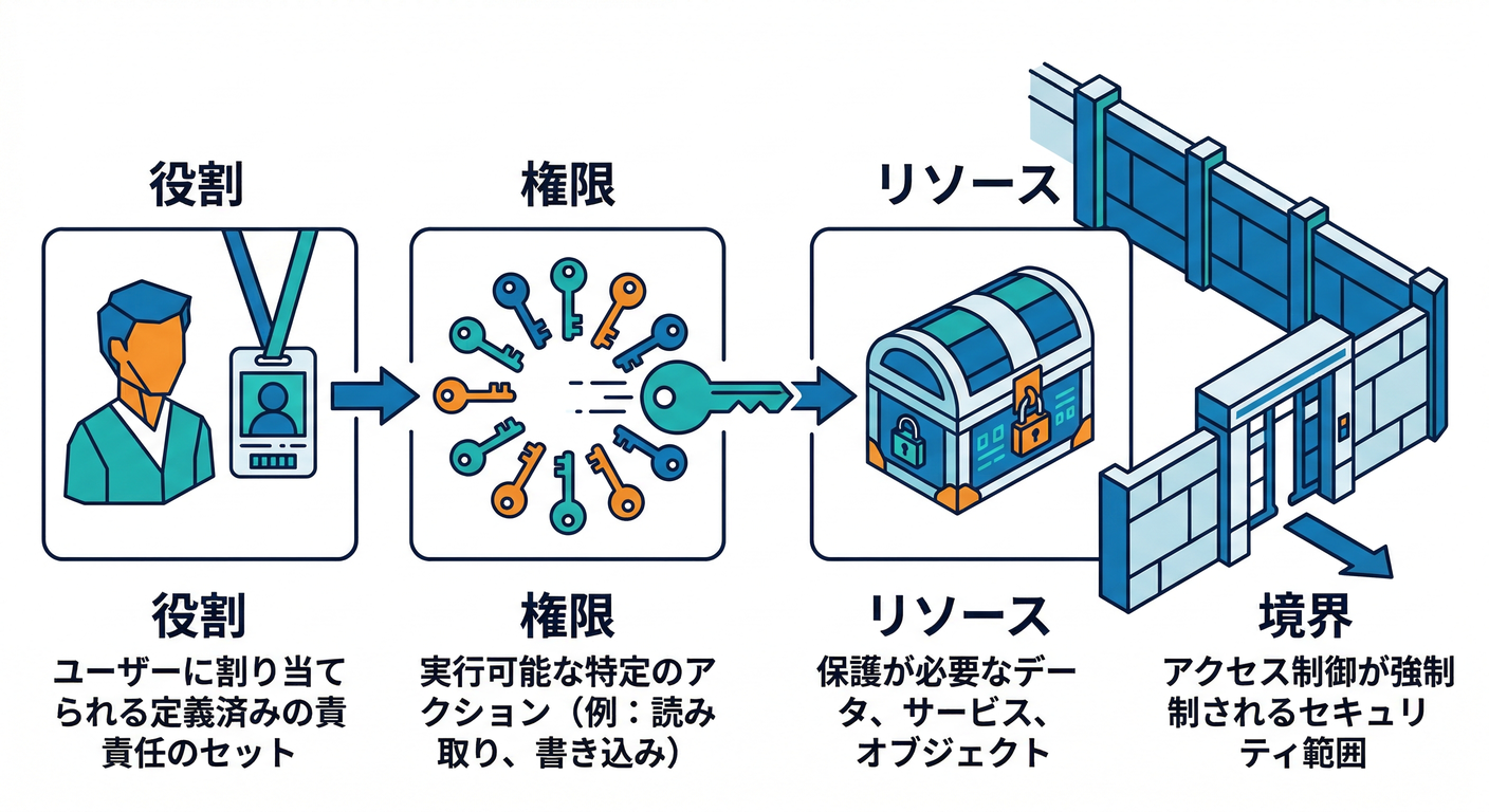 Visual definition of RBAC terms.