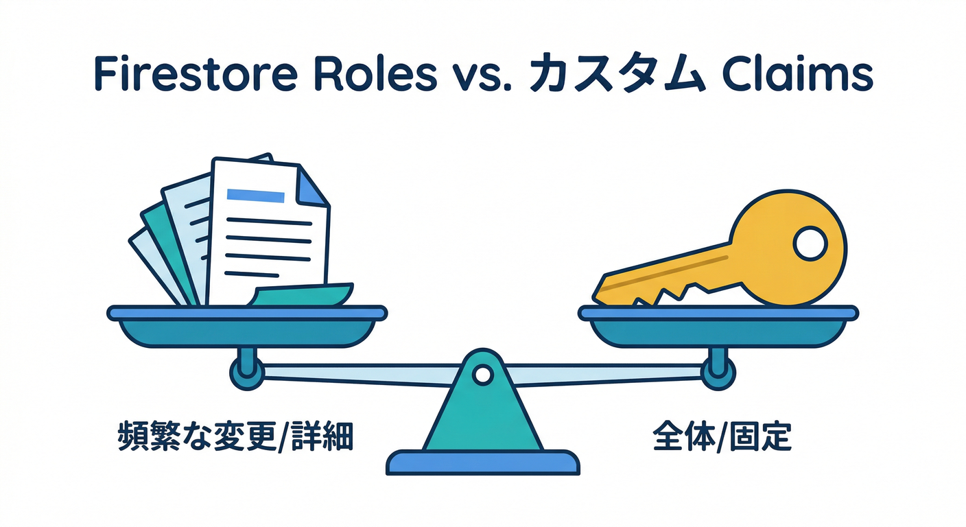 Comparison of Firestore Roles vs Custom Claims.
